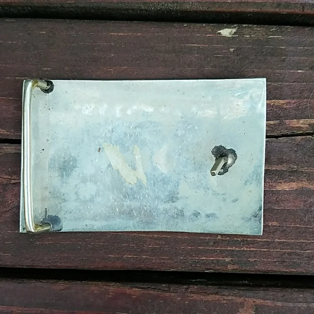 Vintage Silver Belt Buckle W/ Fish & Design